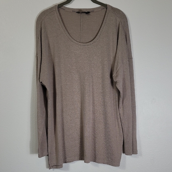 Banana Republic Women Long Sleeve Sweater Top Size L Tan Pullover Minimalist - Picture 1 of 12
